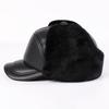 Men's Winter Genuine Leather Lei Feng Hat - Warm Duckbill Cowhide Cap for Elderly