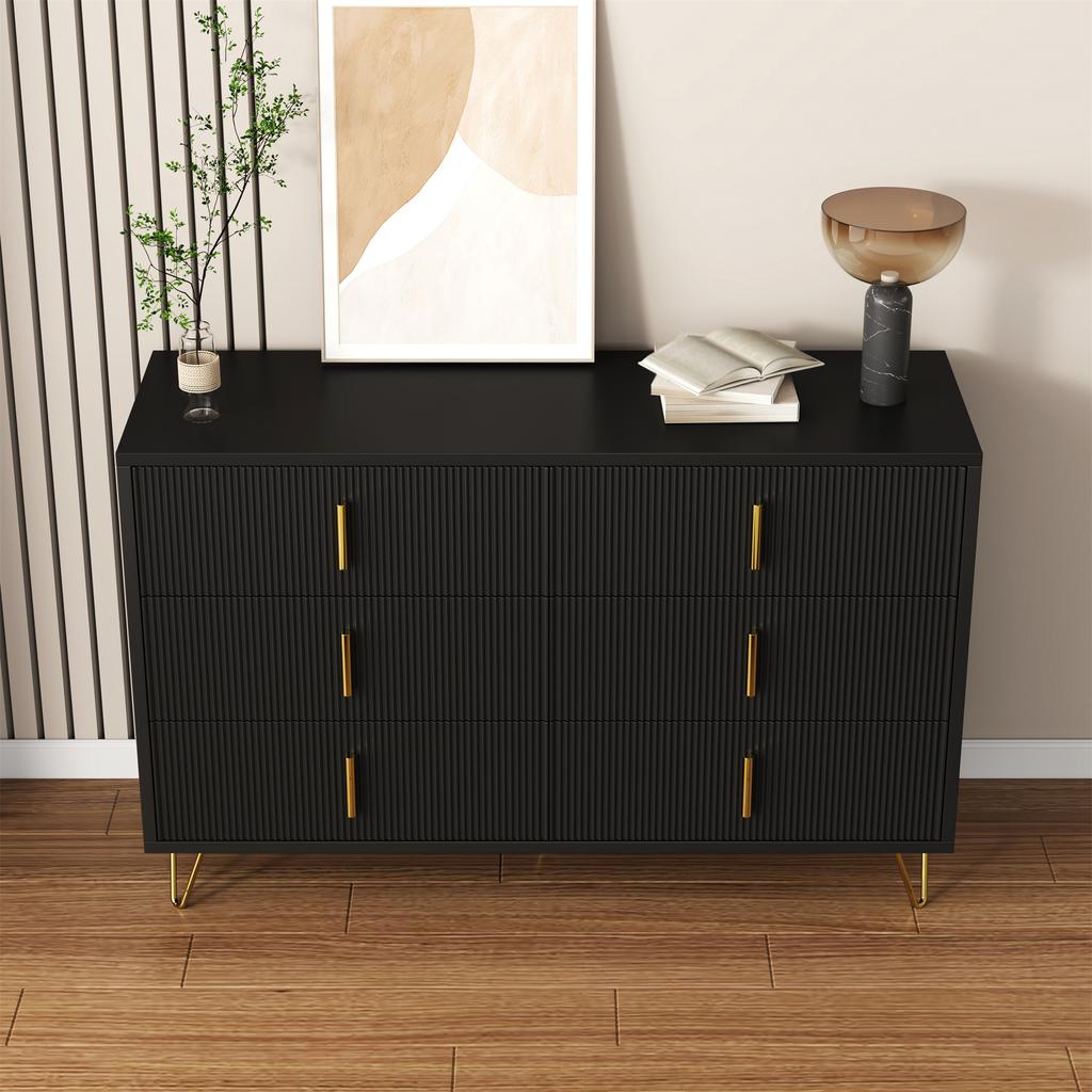 Elegant Sideboard with Modern Design, Chest of Drawers and Lots of Storage Space, Gold Handles