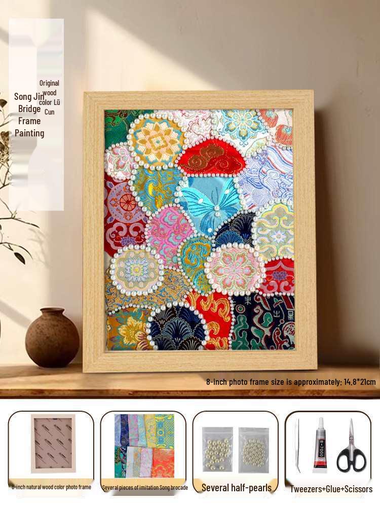 Song Brocade Pearl Canvas Art Collage – Handmade Intangible Cultural Heritage DIY Kit for March 8th Women s Day