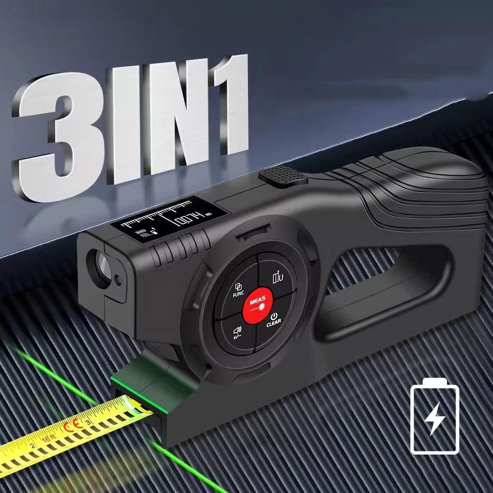 3-in-1 Laser Tape Measure Rechargeable Laser Rangefinder Digital Tape Measure Construction