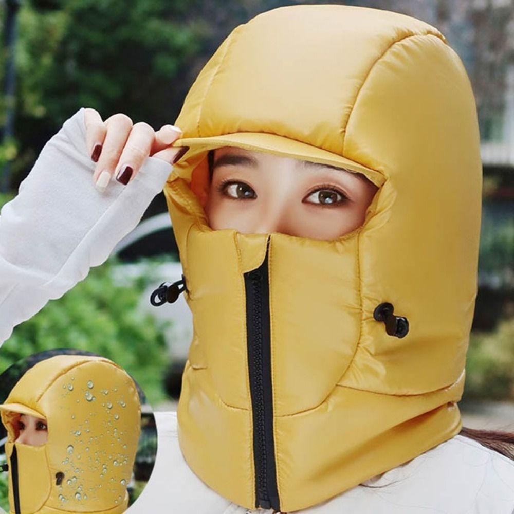 Solid Color Winter Cycling Warm Hat Thickened Pullover Cap Ear Protect Cap  Women