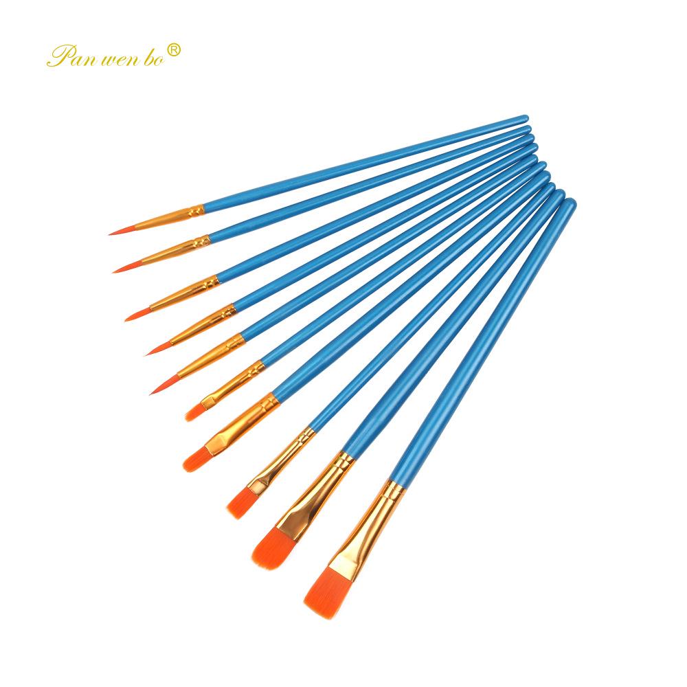 10-Piece Nylon Hair Paint Brush Set for DIY Art and Painting