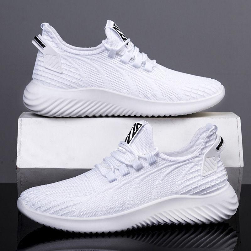 Men's Shoes Spring New Flying Woven Surface Breathable Trendy Shoes One Pedal Casual Running Shoes Flying Woven Mesh Travel Shoes