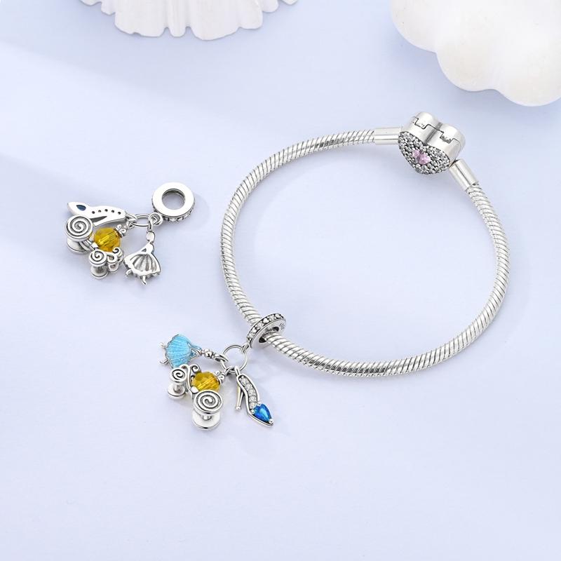 Sweet Copper Tea Party Pink Princess Series Charms Beads Fit 3Mm Original Bracelets Diy Jewelry Birthday Gifts