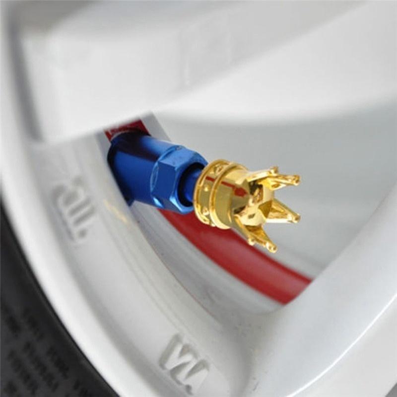 2 X Universal Golden Crown Car Truck Bike Tire Air Valve Stem Caps Wheel Rims Bike Acessorios