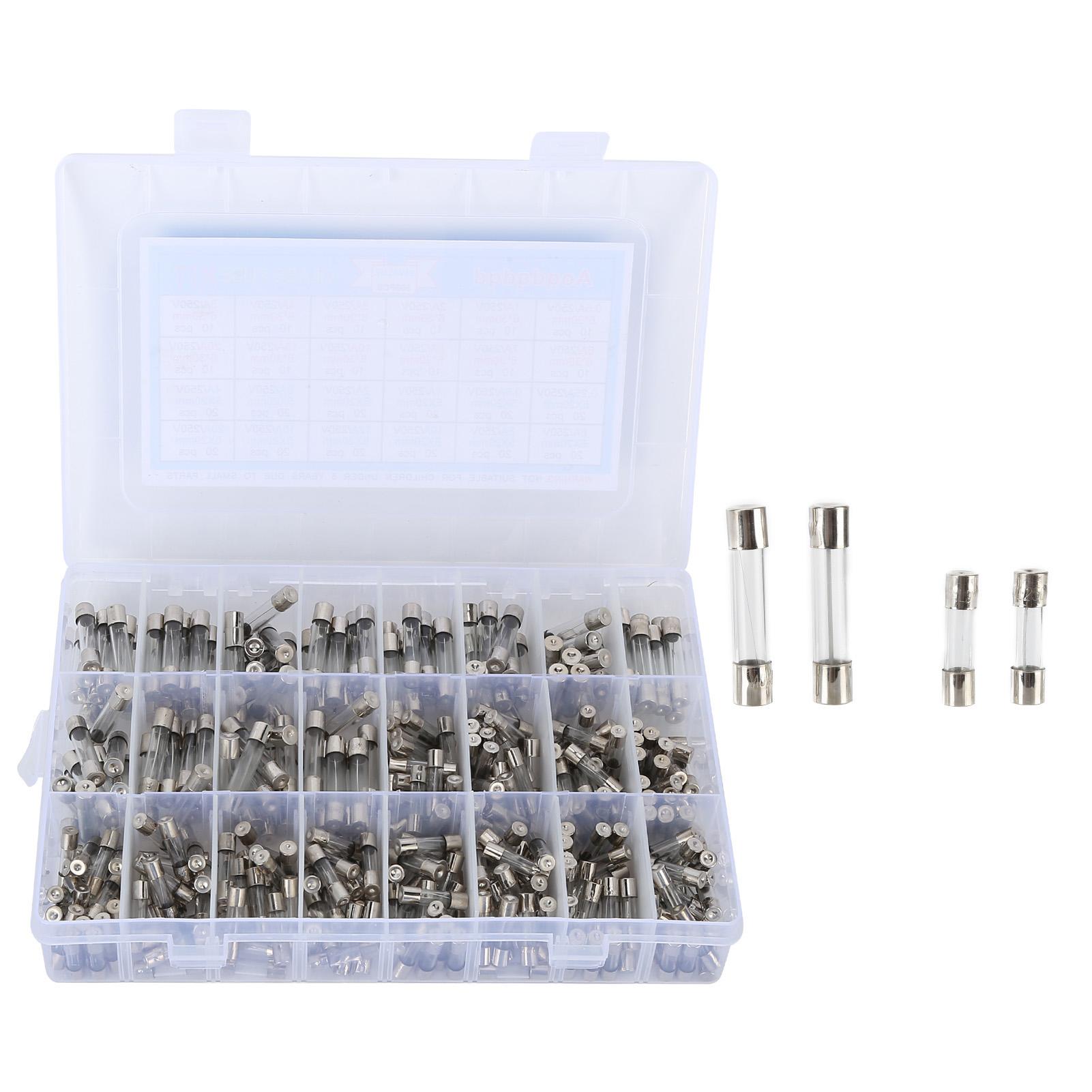 

360 шт. Запобіжники зі скляною трубкою Quick Blow 250V Electronic Assortment Kit для побутової техніки Automobil