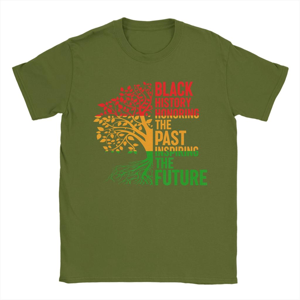 Leisure Black History Honoring Past Inspiring Future T-Shirts for Unisex Round Neck T Shirts Short Sleeve Tees Summer Clothes