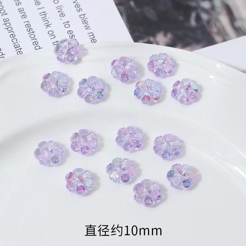 ZW10 50pcs 10mm Plating Color Flower Bright Acrylic Beads Spacer Beads Jewelry Making DIY Bracelet Exquisite Trend Wholesale