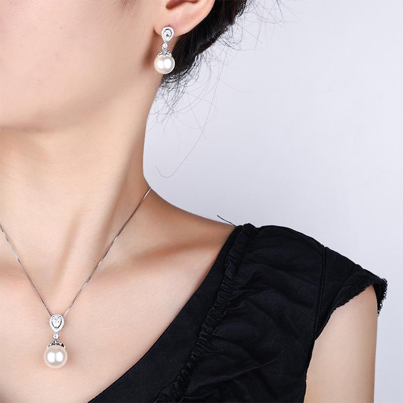 Schmuck Kupferboden Vergoldet Eingelegte Perle Temperament Leichter Luxus Anzug Frauen 14-12Mm