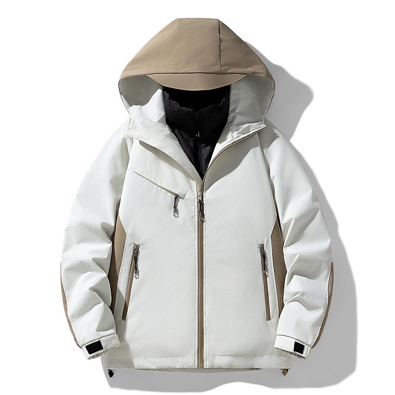 Men's White Duck Down Jacket Men's Winter New Outdoor Windproof Jacket 3-in-1 Cargo Jacket Jacket