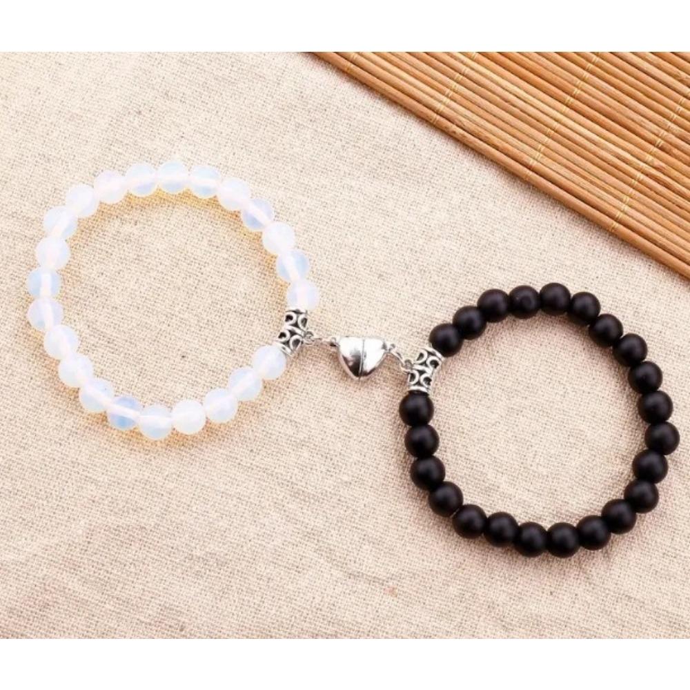 Heart-to-heart Attraction Couple Bracelet Female, Niche Design Sense Magnet Trend Bracelet Set Jewelry Trend