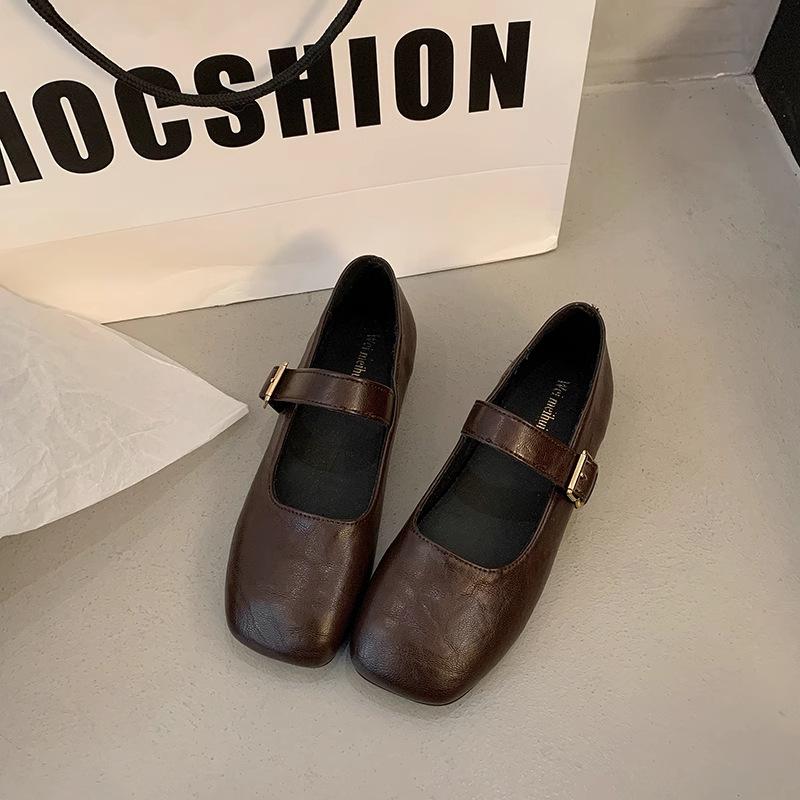 Spring and Autumn New Mary Jane Single Shoes Women's Head Pedal Shallow Mouth Flat Bottom Doudou Women's Shoes Tide