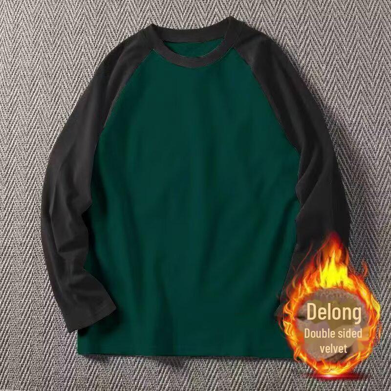 Pánský zimní pulovr s raglánovými rukávy z německého sametu - Velká velikost, Hřejivé tričko s dlouhým rukávem a kulatým výstřihem