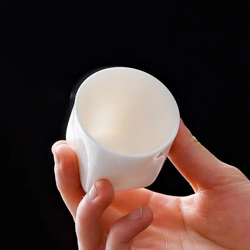 Taza de Té de Porcelana Jade Hielo de Lujo Taza Maestra de Cerámica China para Elaboración Casera Juego para Beber Té de Arcilla Blanca de Dehua Regalo