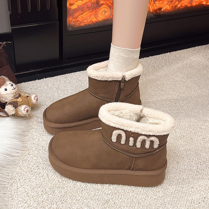 Snow boots winter new cotton shoes piled thickened warm fashionable versatile women's casual short boots
