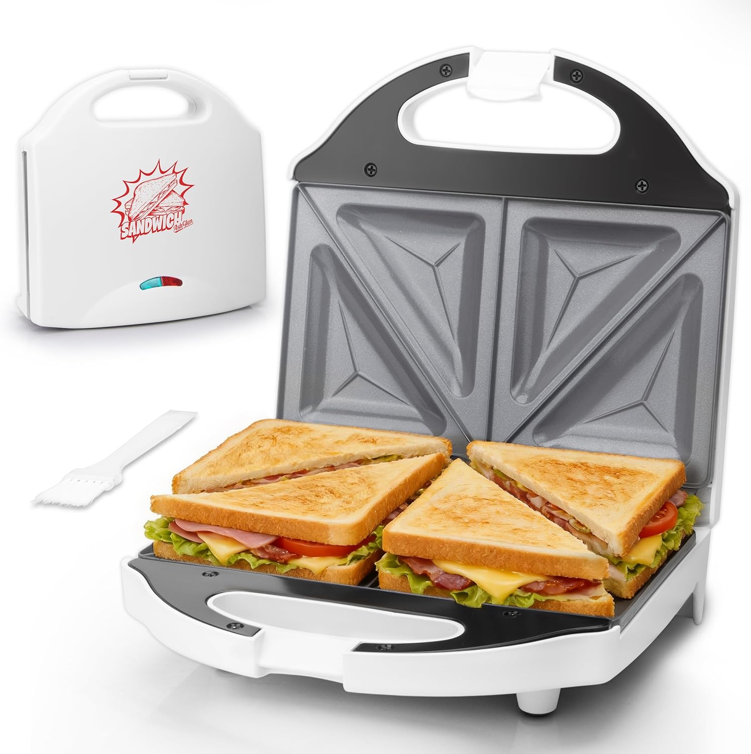 

Ceramic Breakfast Sandwich Maker Press 2 Slices, Mini Sandwich Press, Grilled Cheese Maker, United States