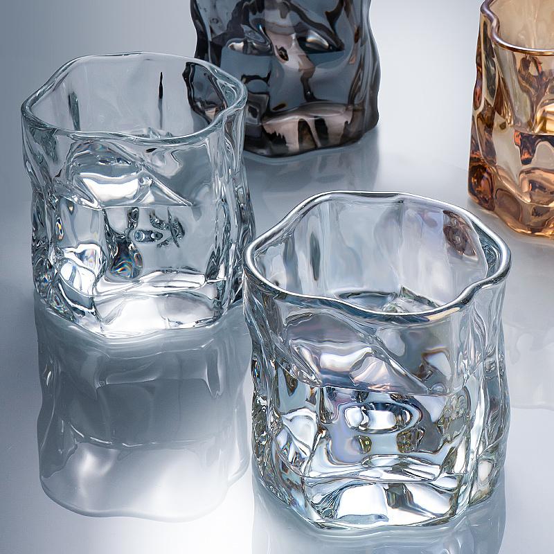 Transparent Glass Mug Glacier Wine Whiskey Coffee Cup Household Drinking Juice Irregular Shape Cups Drinkware