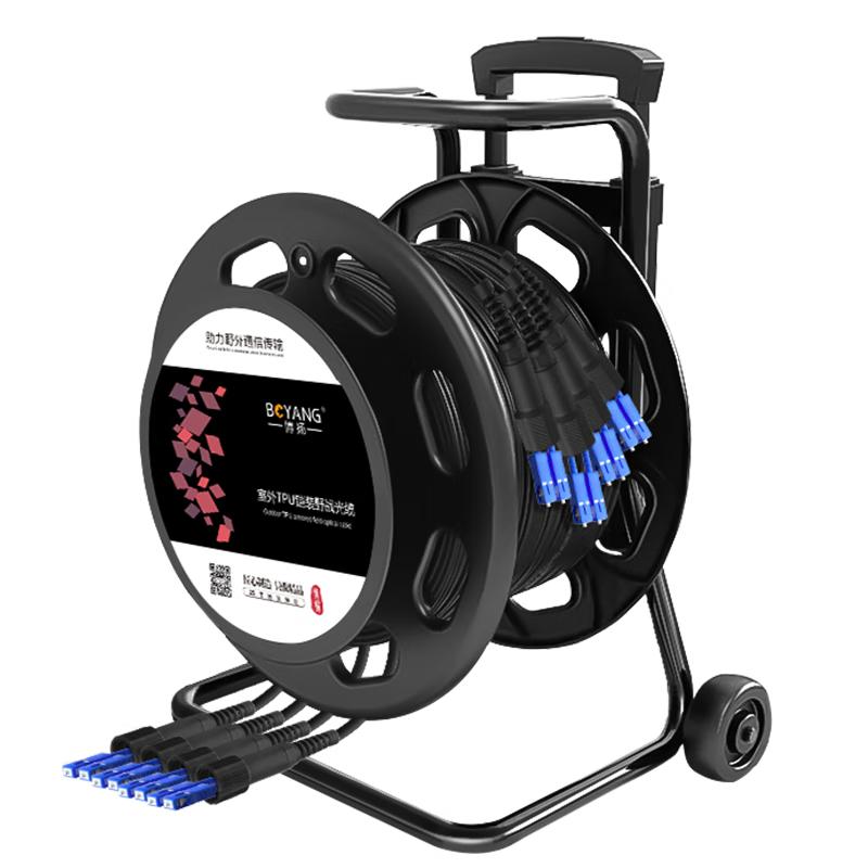 Boyang Armored Waterproof Single-Mode 8-Core Outdoor Field Fiber Optic Cable with Portable Reel