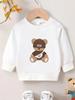 European Size Cartoon Bear Print, 0-3 Years ' Durable Wrinkle-Resistant Comfortable Spring/Fall Versatile Crew Neck Sweatshirt