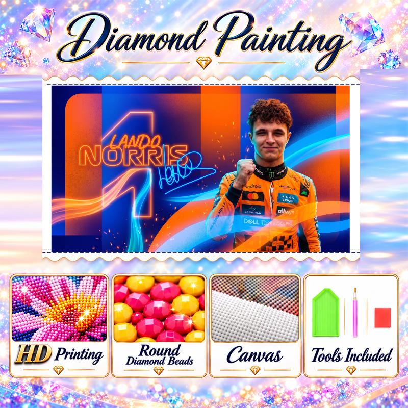 Lando Norris 5D Diamond Painting Kit DIY Full Drill Diamond Art Home Wall Decor