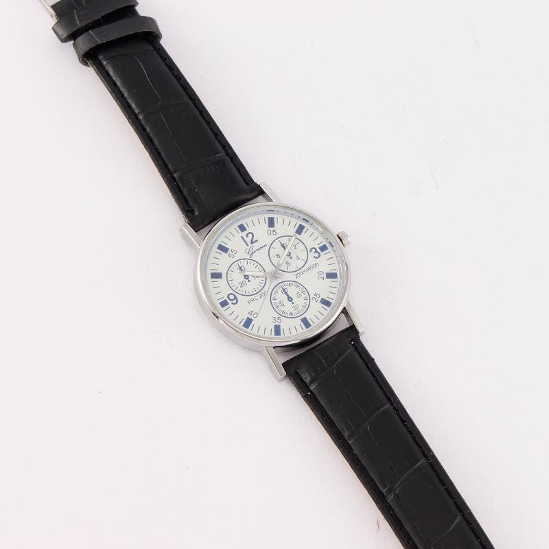 Fashion Three-eye Blue Light Mirror Men's Watch Men's Watch Quartz Belt Men's