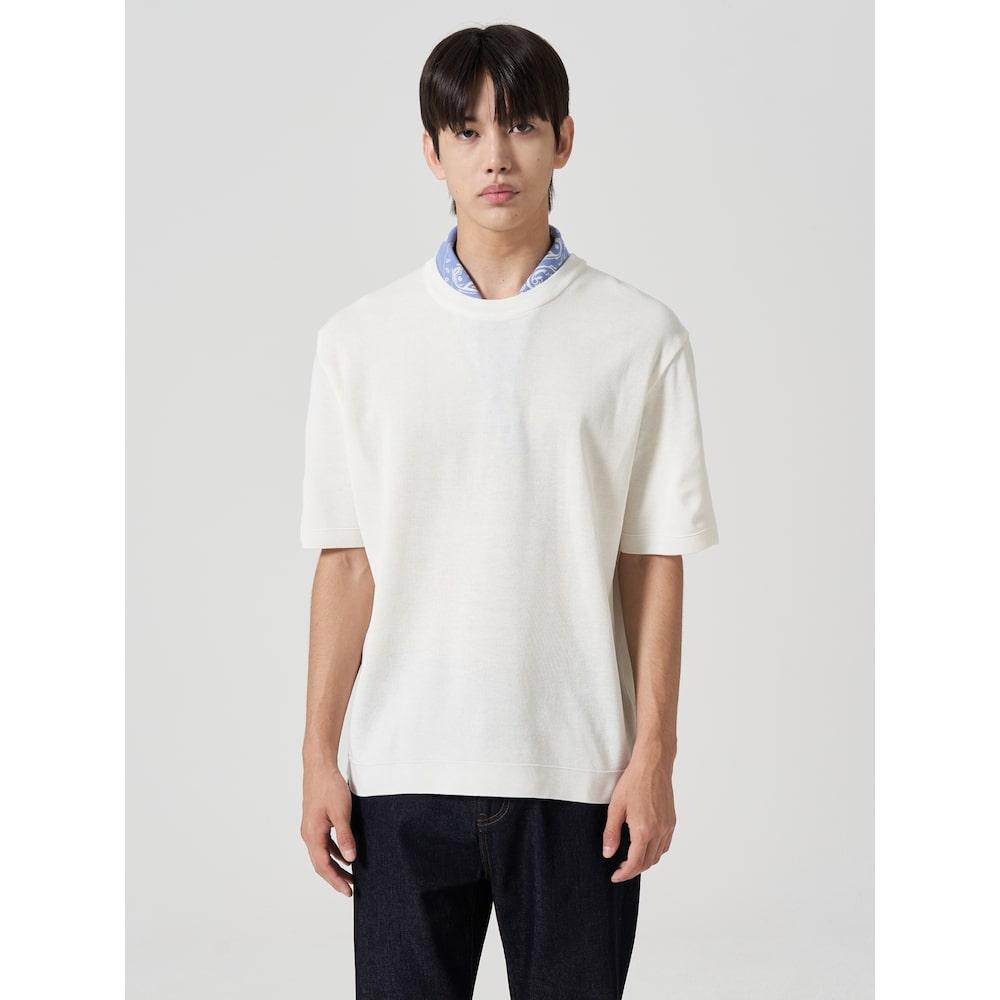 8Seconds Half Milano Round Neck Short Sleeve Knit Ivory (424751Ly20) Ivory/M