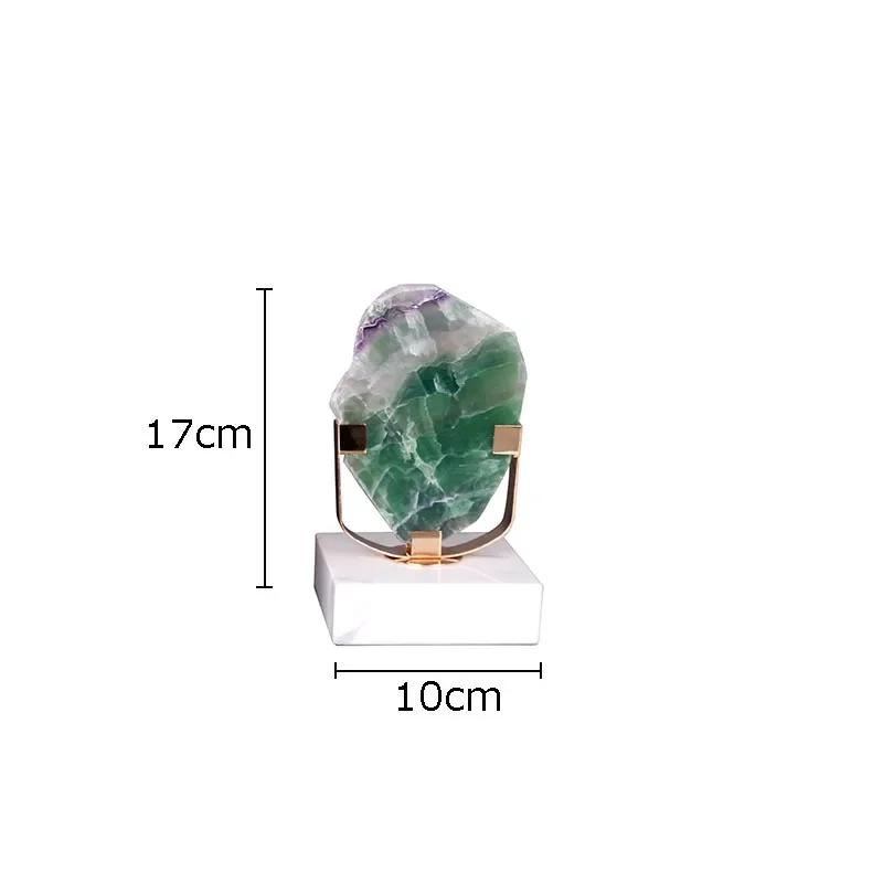 

Natural Green Fluorite Crafts Sculpture Crystal Base Ornaments Desk Decoration Modern Crystal Artwork Room Aesthetics Decor