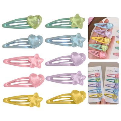 Pinza para el pelo dulce forma de estrella/corazón pinza a presión color caramelo pinza para el pelo para primavera verano pinzas para el pelo para adolescentes niño