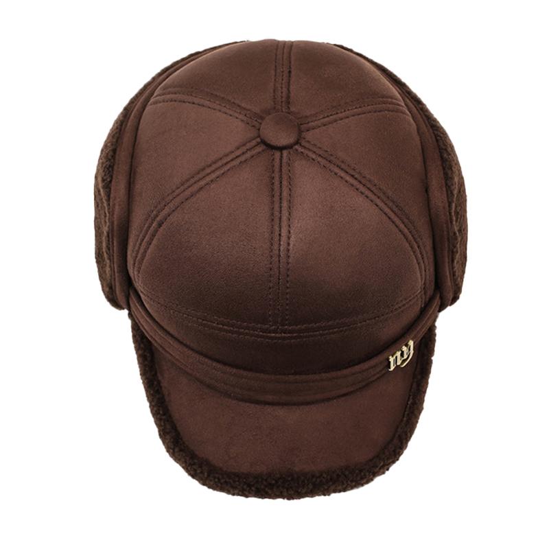 Autumn Winter Woolen Baseball Cap Outdoor Velvet Thick Cap Middle-Aged Men's Warm Ear Protection Bomber Hat