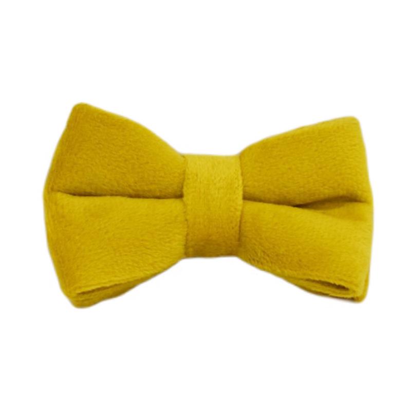 Yellow Velvet Cat Collar with Cute Bell and Bow Tie for Small Dogs Large
