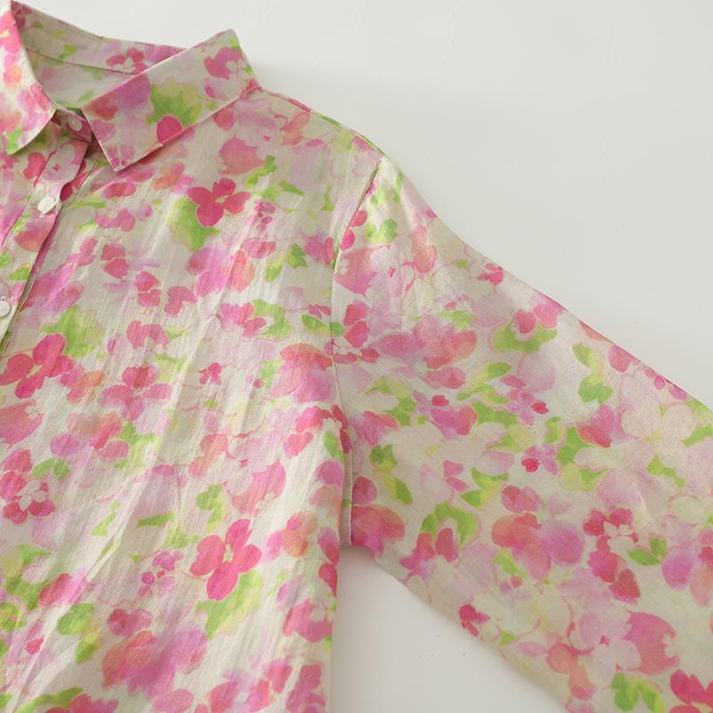 DIMANAF 2025 New Plus Size Women Print Floral Tops Shirts Tees Casual Loose Blouse Autumn Cotton Long Sleeve