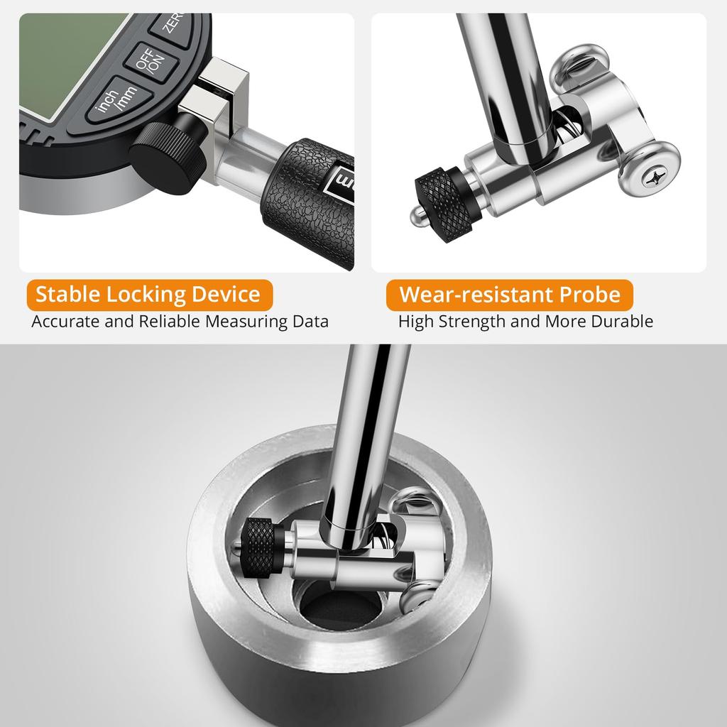 Neoteck Bore Gauge Dial Bore Digital Dial Measuring Range Accuracy Dial Measuring Range Dial Inner Diameter Includes 12 Standard Cylinder Gauge Set,