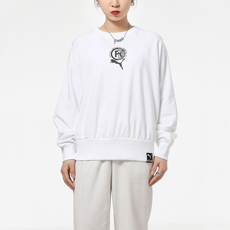 Puma Casual Sport Crew Neck Long Sleeve Sweatshirt Women Tops White 531292-02