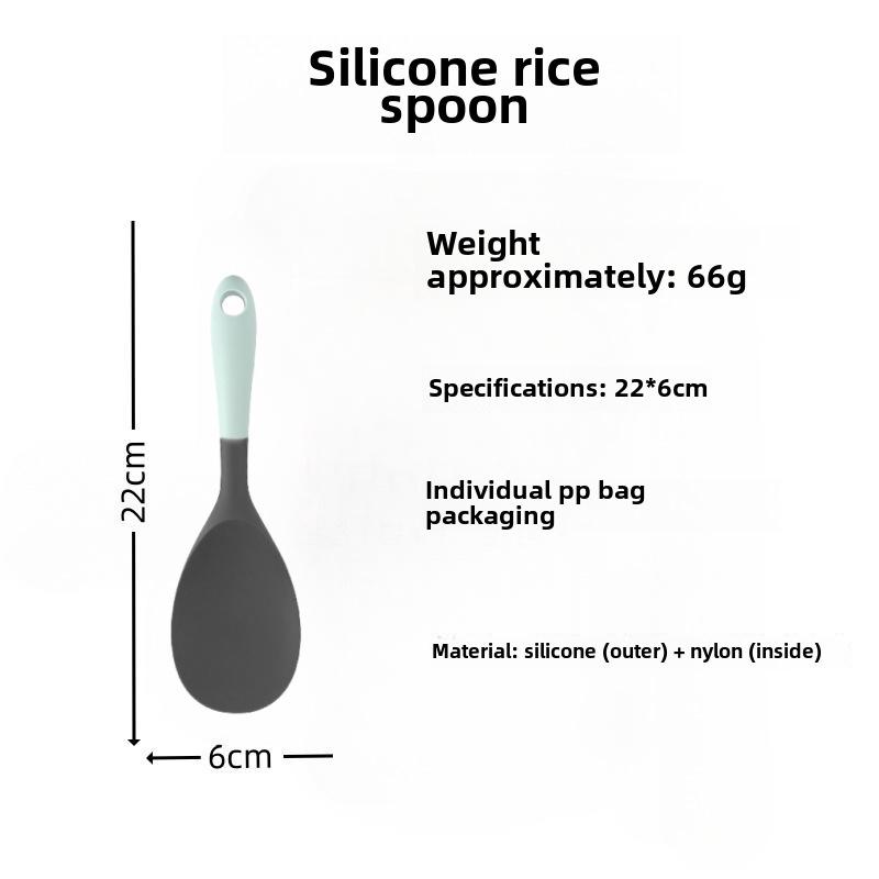 Cuillère à riz et spatule en silicone antiadhésif - Doux pour les casseroles, idéal pour remuer le riz - Ustensile de cuisine