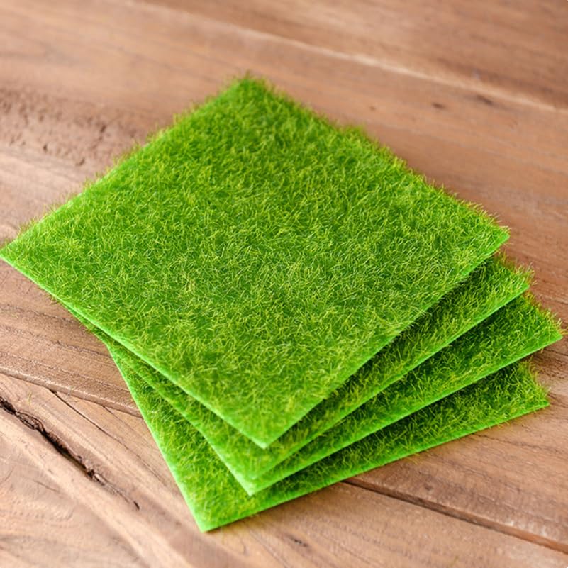 Cabilock 8-Pack Artificial Grass Miniature Decorations: Realistic Grass and Moss-like Decorations for Miniature Houses, Garden Rounds,