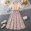 Trendy European and American Floral Patchwork Short Sleeve Summer Dress for Kids