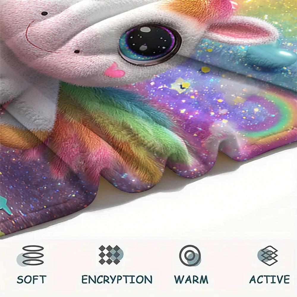 Unicorn Print Flannel Blanket, High Quality Comfortable for All Seasons, Home Decor, Warmth and Comfort, Perfect for Christmas Gifts