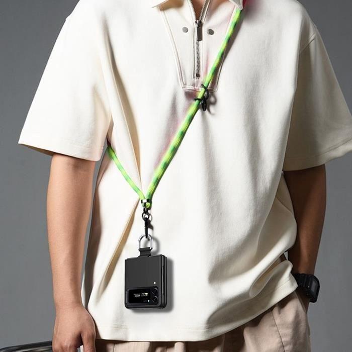 Coque - BOOLING - pour Samsung Galaxy Z Flip 4 - Antichoc - Cordon Détachable - Vert et Noir