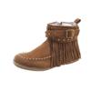 Vintage Women Suede Ankle Fringe Women Shoes Winter Boots Women Side Zipper Casual Shoes Round Toe Ladies Snow Boot