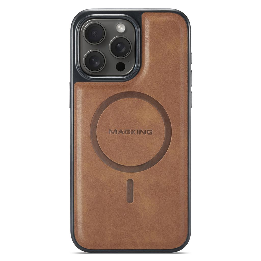 MAGKING K1 Series For iPhone 16 Pro Max Magnetic Case PC+TPU+PU Leather Shockproof Phone Cover