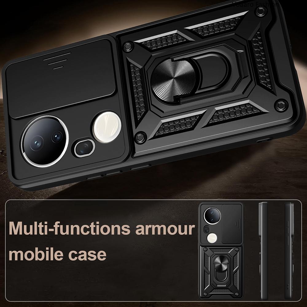 Slide Lens Armor Funda for Vivo T4 Ultra 5G Case for Vivo S20 Pro 5G Case Magnetic Ring Stand Holder Shockproof Phone Cover