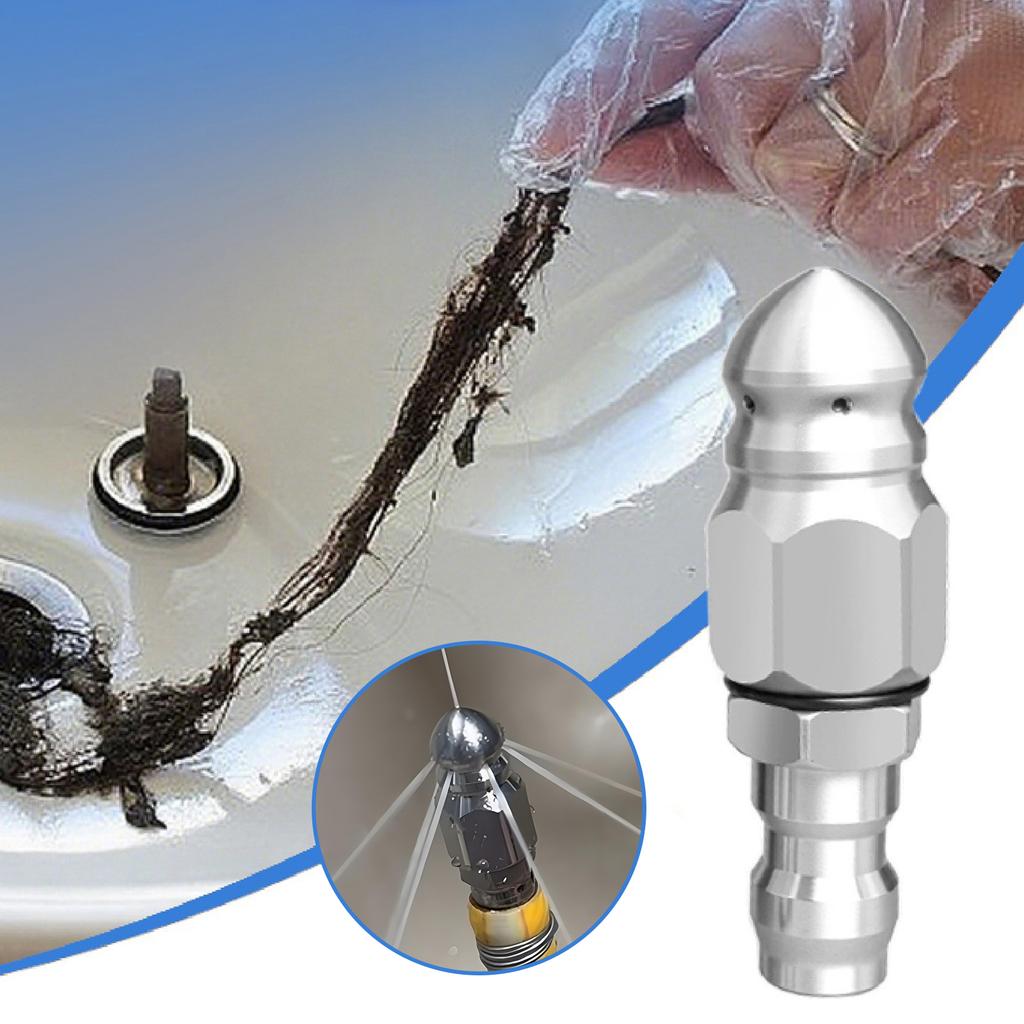 Pressure Washer Sewer Jetter Nozzle with 1/4inch Quick Connector Stainless Steel Sewer Jetter Nozzle for Roof and Path Cleaning