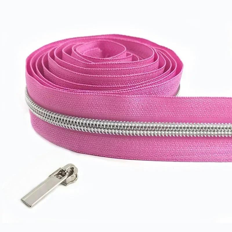 Cintas de Cremallera de Nylon #5 de 1/2/3/4/5 Metros con Deslizadores Cremalleras de Espiral Bolsa Cartera Bolsillo Tiradores de Cremallera Kit de Reparación de Cabezal Accesorios de Costura