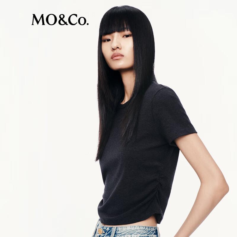 MO&Co. Acetate Merino Wool Pleated T-shirt