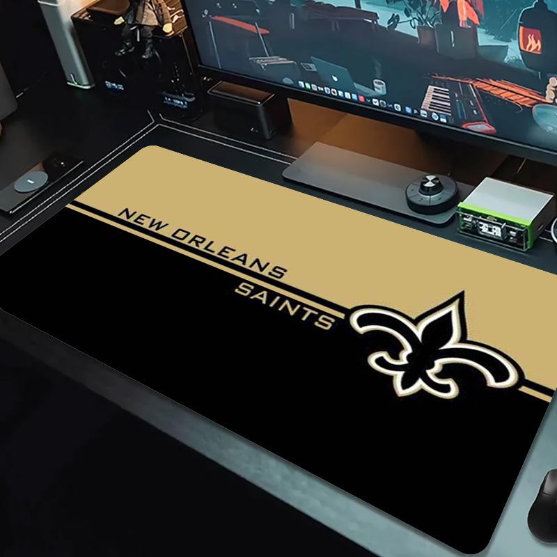 New Orleans Saints Farb-Mauspad Großes Gaming-Tischkissen Rutschfestes Laptop-Tablet Großes Mauspads XXL Matte Mini-PC Spielmatte Mit Verriegeltem Rand