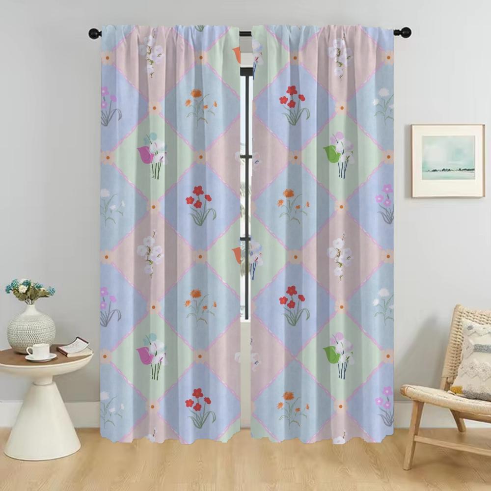 Splice Color Partition Kitchen Curtains for Living Room Home Interior Curtains 2 Pieces Shades Blackout Curtain Elegant Camera