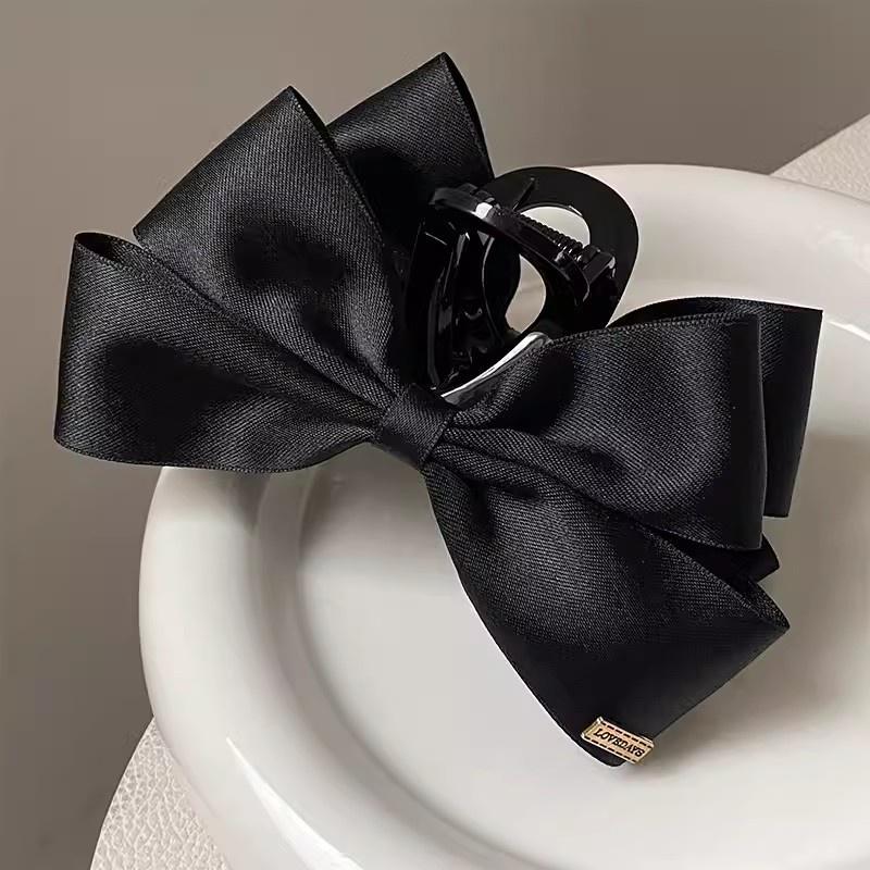 French Elegant Hair Clip Black Bow Claw Clip Hepburn Style Women Girl Back Of Head Tie Hairpin Fashion Hair Accessories
