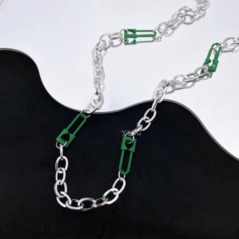 Green Pin Necklace Women's and Men's Trendy New Hip Hop Cold Wind Niche Sweater Sweater Chain Accessories
