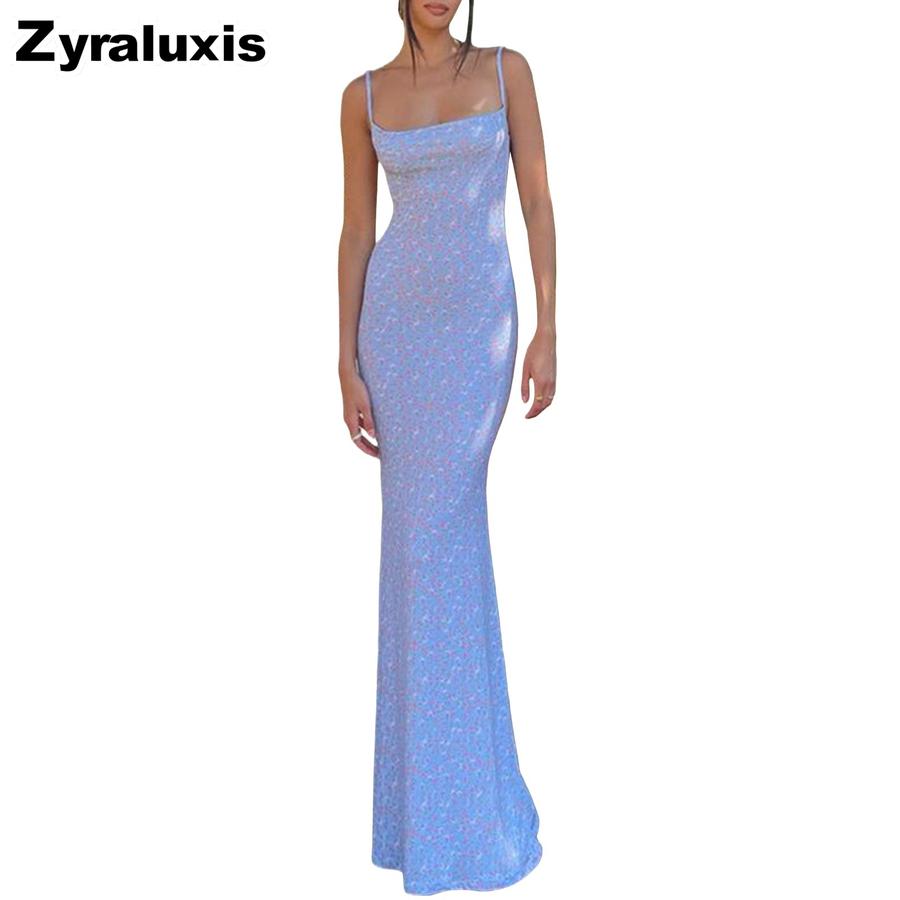 Fashion Women's Summer New Style Sexy Slim Fit Strappy Printed Backless Dress for Women