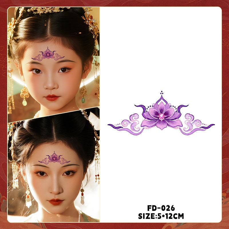 Ancient Style Dunhuang Glitter Face and Forehead Tattoo Stickers for Hanfu Costumes